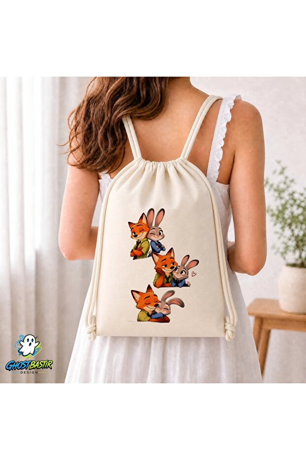 Zootopia Drawstring Linen Bag C372