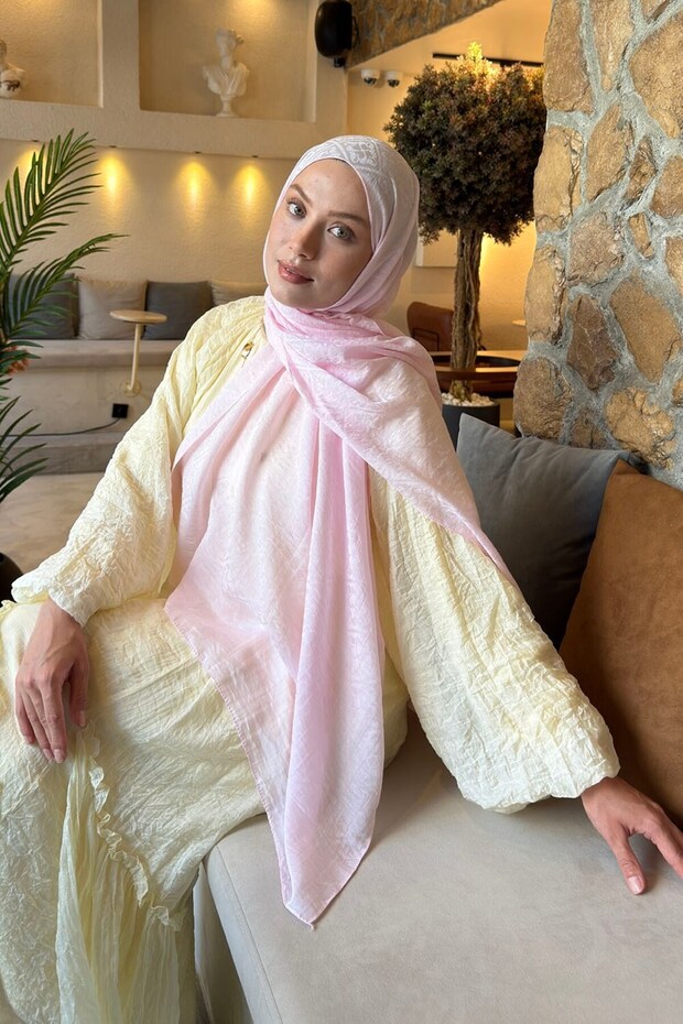 Diamond Pattern Aura Cotton Jacquard Shawl Candy Pink