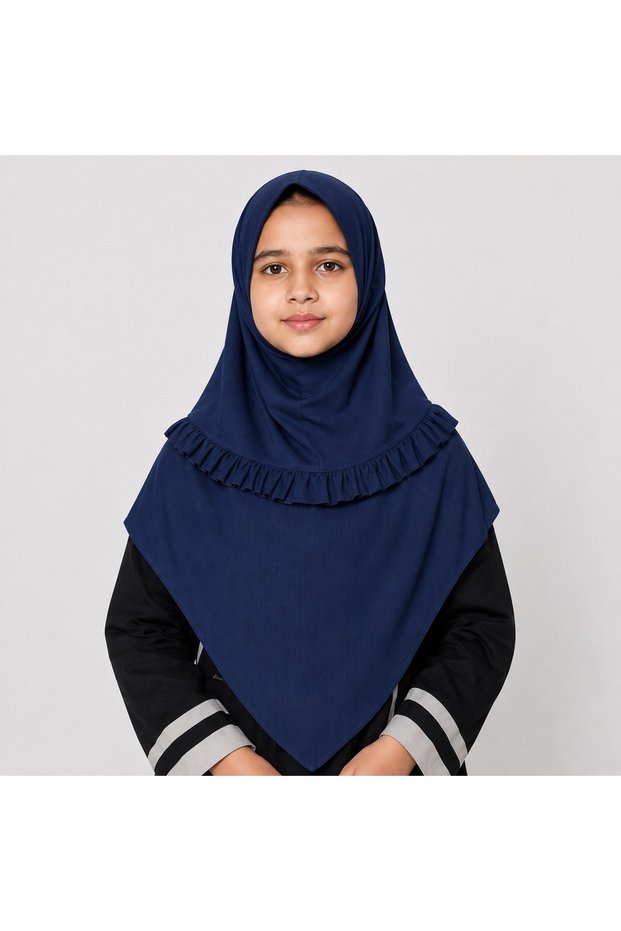 Girls Hijab for Kids – Stylish Modest Islamic Headscarf for Muslim Girls, Kids Hijab with Elegant Ruffle Trim & Full Front Coverage