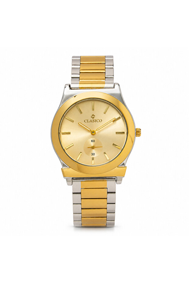 Minimal Men's Watch – 40mm Gold Sunray Dial, Small Seconds Sub-Dial, Quartz Movement