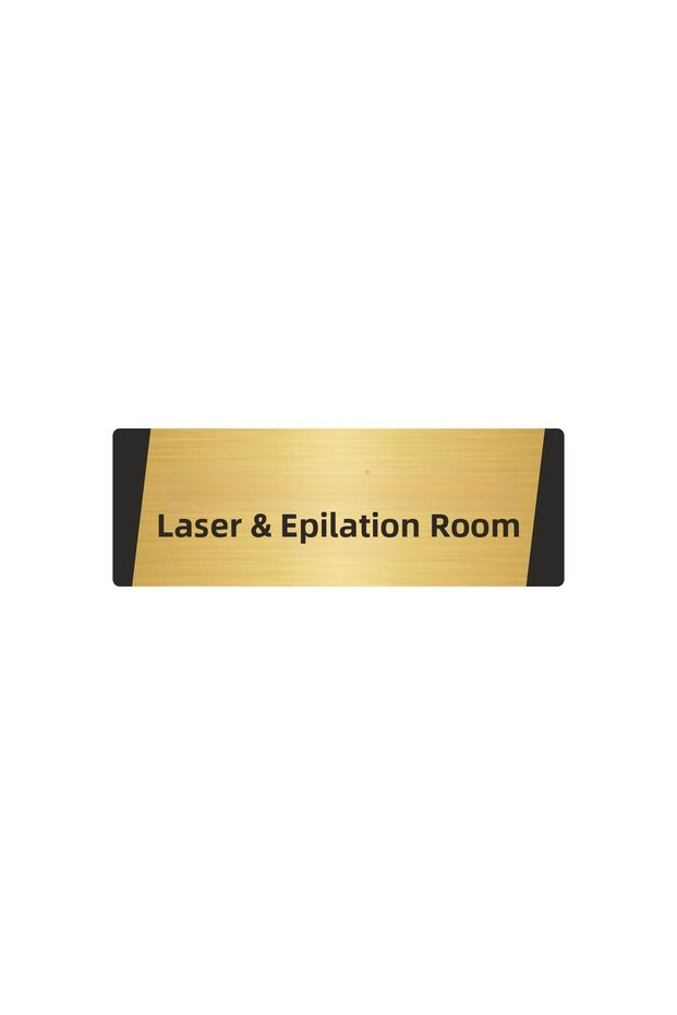 Laser & Hair Removal Room Metal Warning Sign 5X20 cm Gold Color