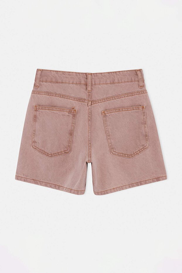 Pembe Yüksek Bel City Boy Denim Şort TWOSS26SR00241 - 7