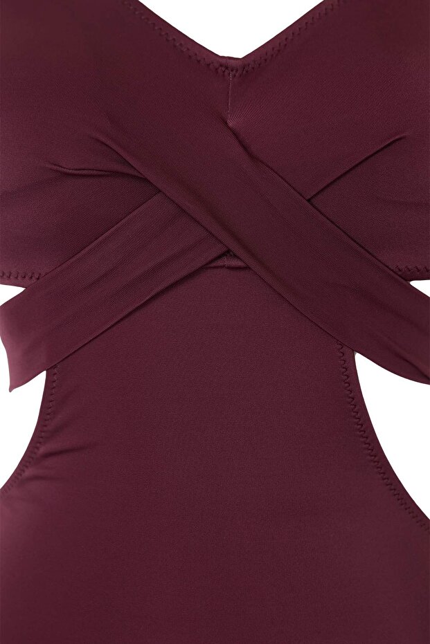 Mürdüm Cut Out Detaylı Kaplı Regular Mayokini TBESS26MY00002 - 6