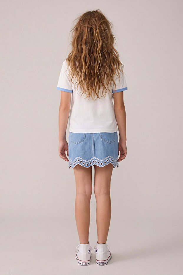 Beyaz Düz Örme Kız Çocuk T-Shirt TKDSS26TS00083 - 3