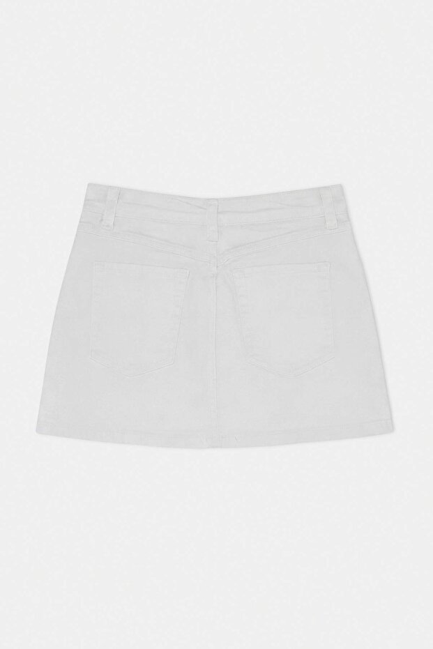Beyaz Az Esnek Mini Denim Şort Etek TWOSS26SR00052 - 4