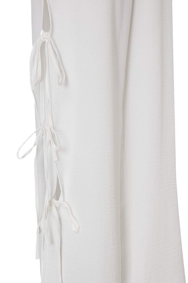 Ekru Dokuma Maxi Plaj Bluz Pantolon Takım TBESS26AU00086 - 7
