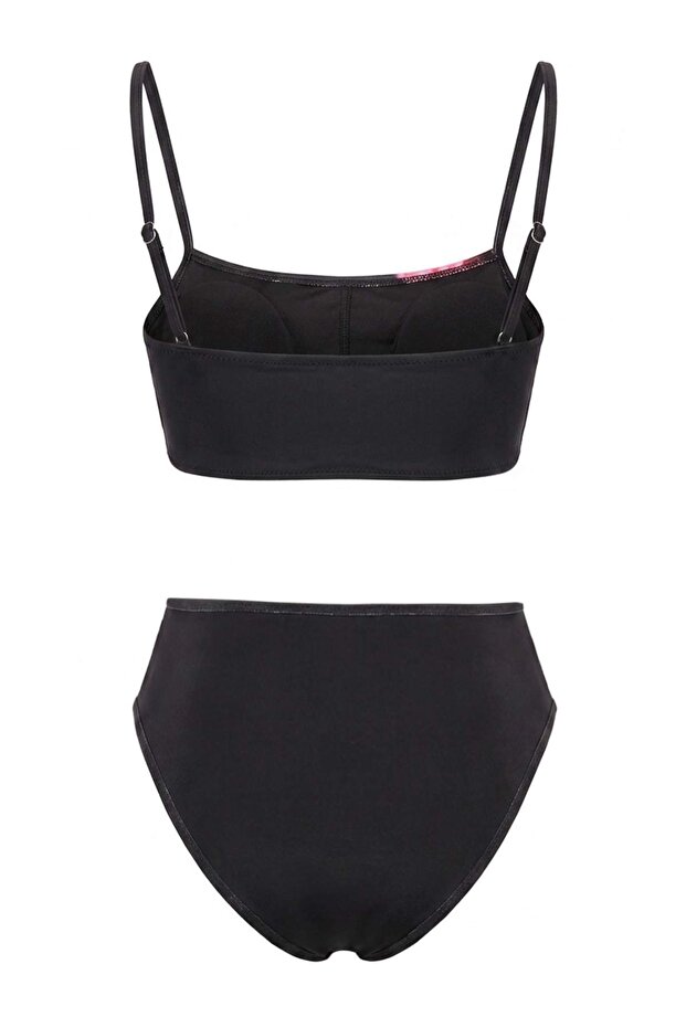 Çiçek Desenli Straplez Kaplı Yüksek Bel High Leg Bikini Takımı TBESS26BT00155 - 3