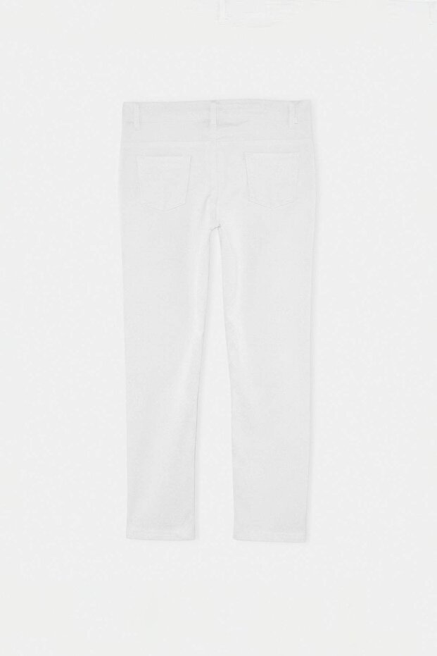 Beyaz Düz Dokuma Pantolon TKDSS26PL00010 - 3