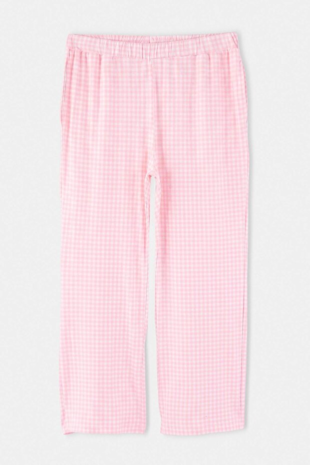 Pembe Kareli/Puantiyeli 2'li Paket Örme Büyük Beden Pijama Altı TBBAW27IA00004 - 2