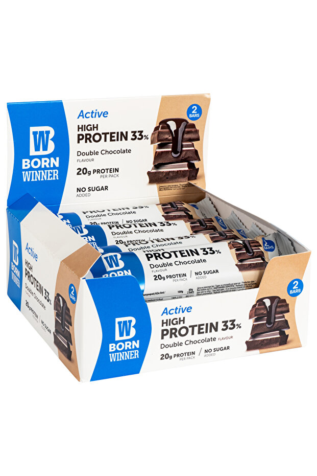 20g PROTEIN each Bar - بورن وينر بروتين بار اكتيف بالشيكولاته 60gx12 BW Protein bar ACTIVE - DOUBLE CHOCO