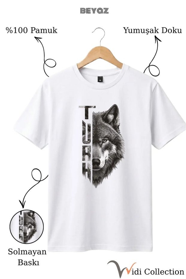 Half Wolf Half Turk Lettering Design Printed 100% Cotton Crew Neck Premium T-Shirt