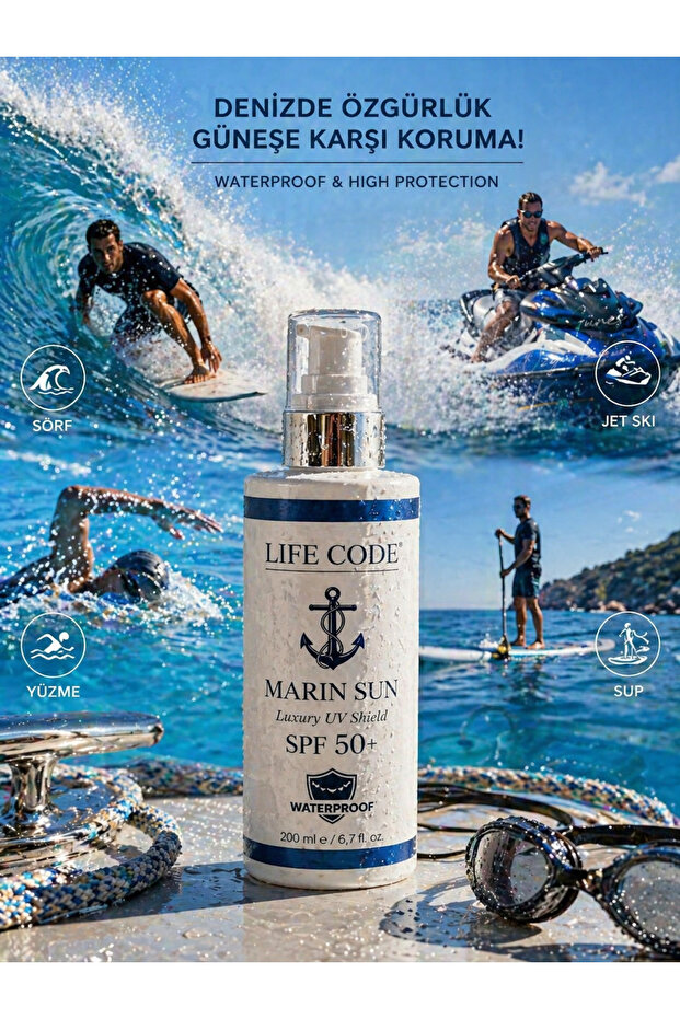 Marin Sun Sunscreen 50 Spf Waterproof Luxury Uv Shield Water-Resistant 200 ml