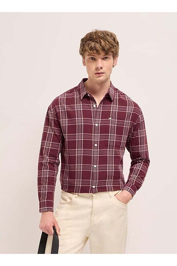 Men's Red with White Tartan Check Relax Fit Overshirt for Every Occasion