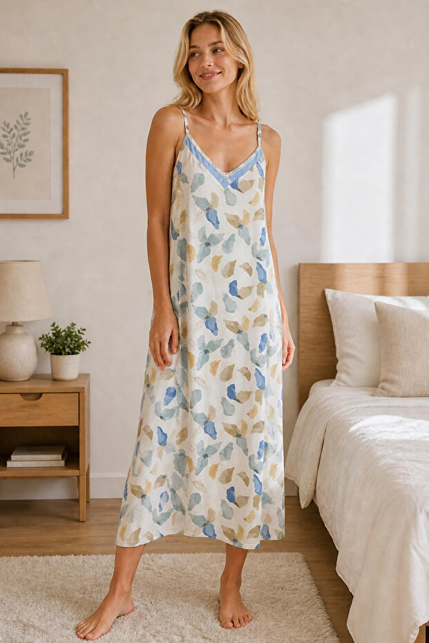 25213-Nena 100% Cotton Tamara Nightgown with Rope Straps