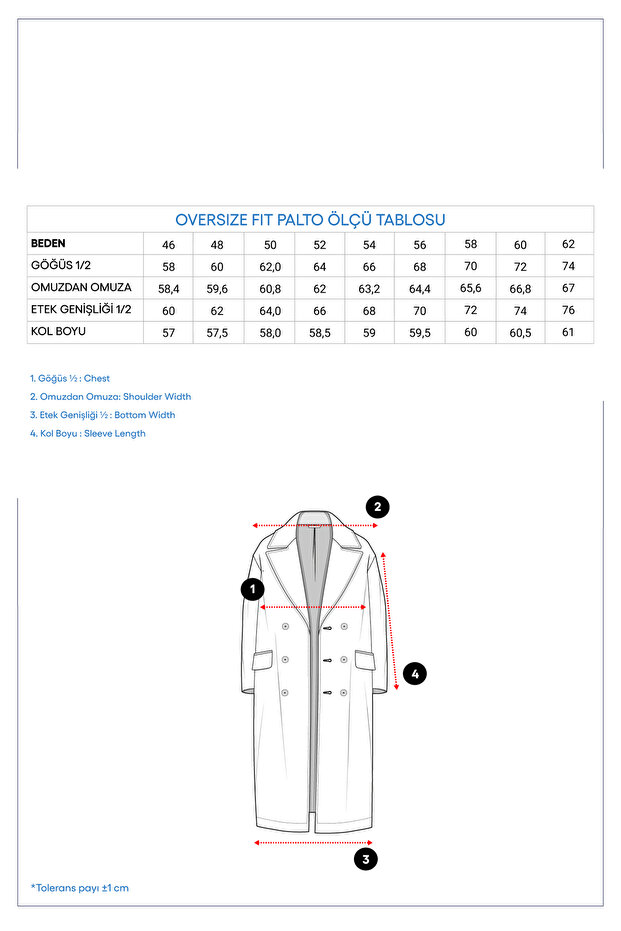 Mono Yaka Oversize Ekstra Rahat Kesim Cepli Düğmeli Klasik Palto - 7