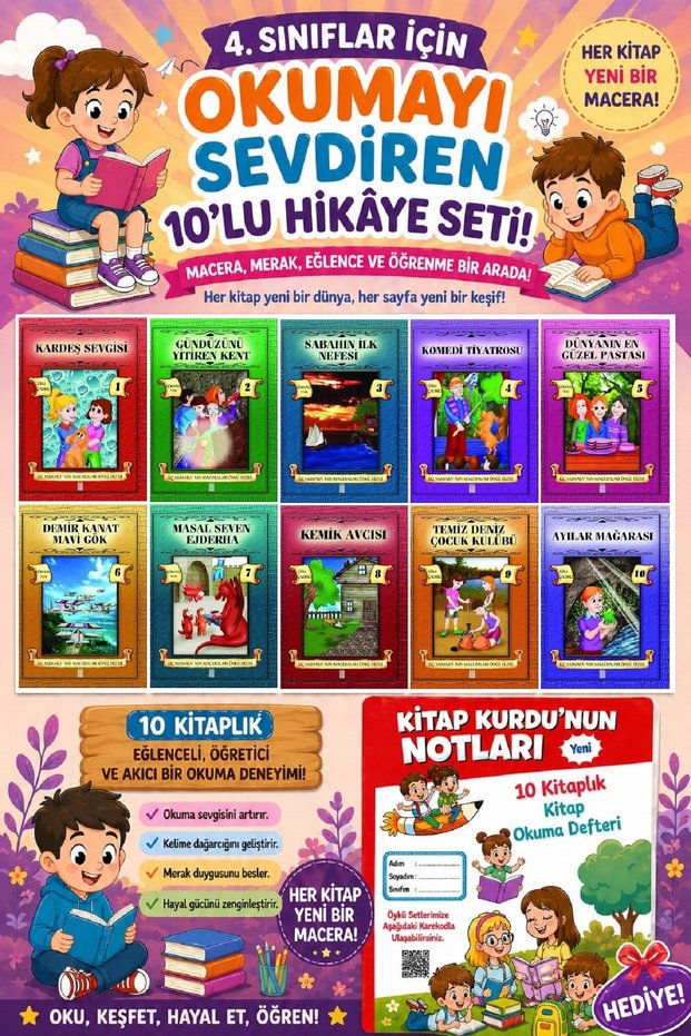 4. Set of 10 Stories That Make Reading Fun for Grades 6 (Book Reading Notebook Gift)