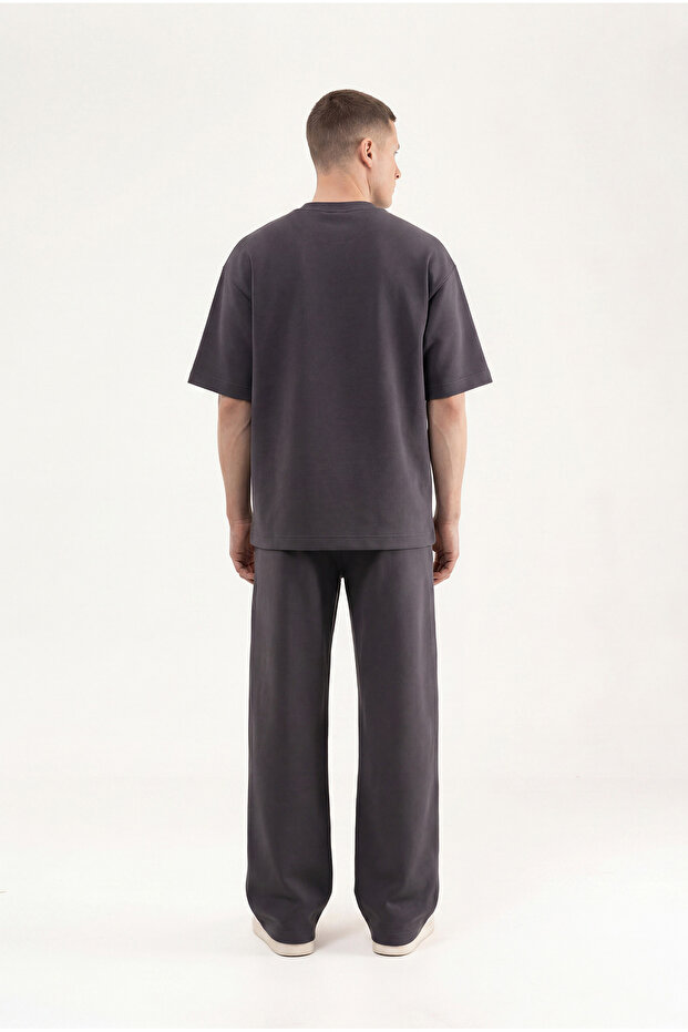 Ανδρικό μπλουζάκι Basic Double Face Oversize σε ανθρακί - 5