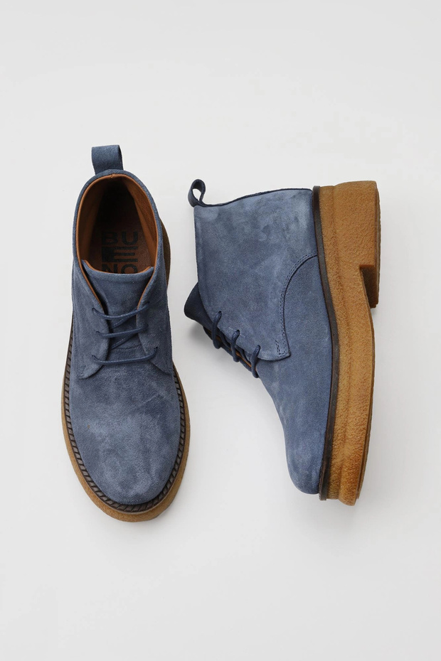 Blue suede women's flat boot 01wv0200