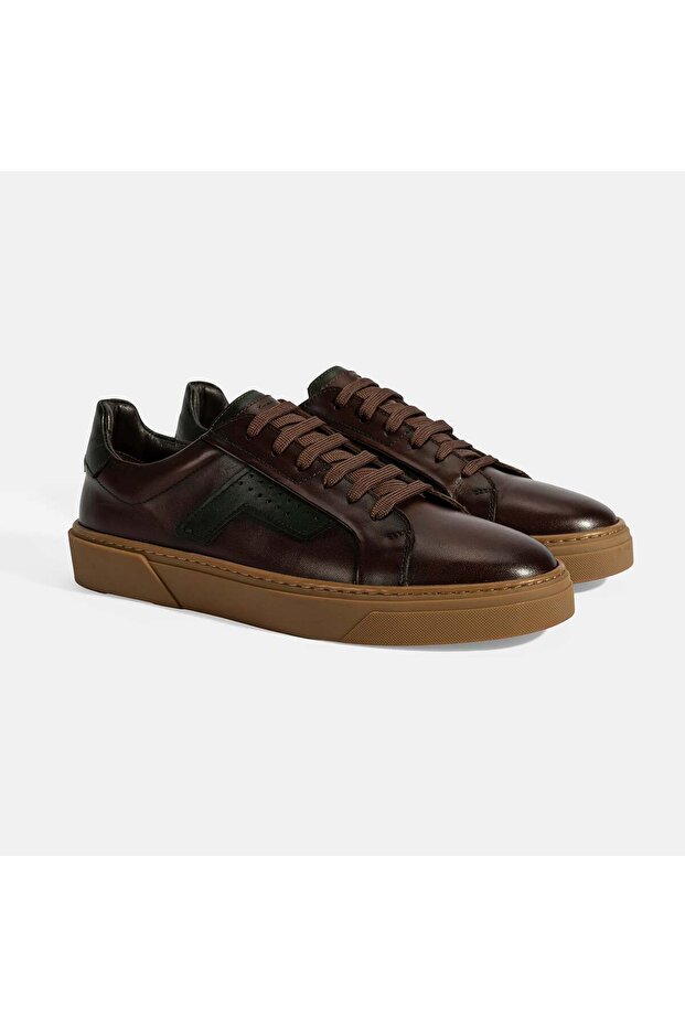 Men's Brown Laced Leather Casual Shoes