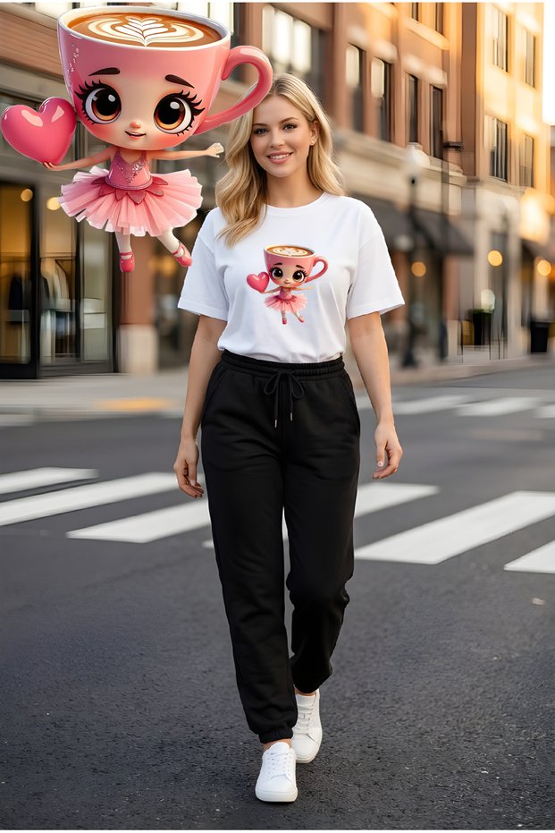 Unisex Casual Short Sleeve Set with Bear Heart Print Outdoor Spring/Summer Fullshorts