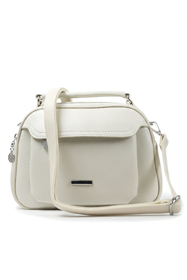 Jn-50 Women's Two Compartment Handbag Shoulder Bag Handbag Crossbody Bag Cream