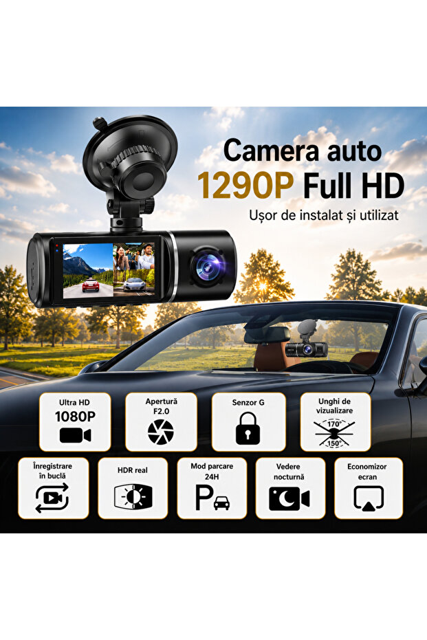 Cameră auto DVR triplu Road Team Pro - 4