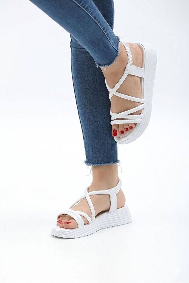 Bandage Sandals with Cross Elastic Ankle