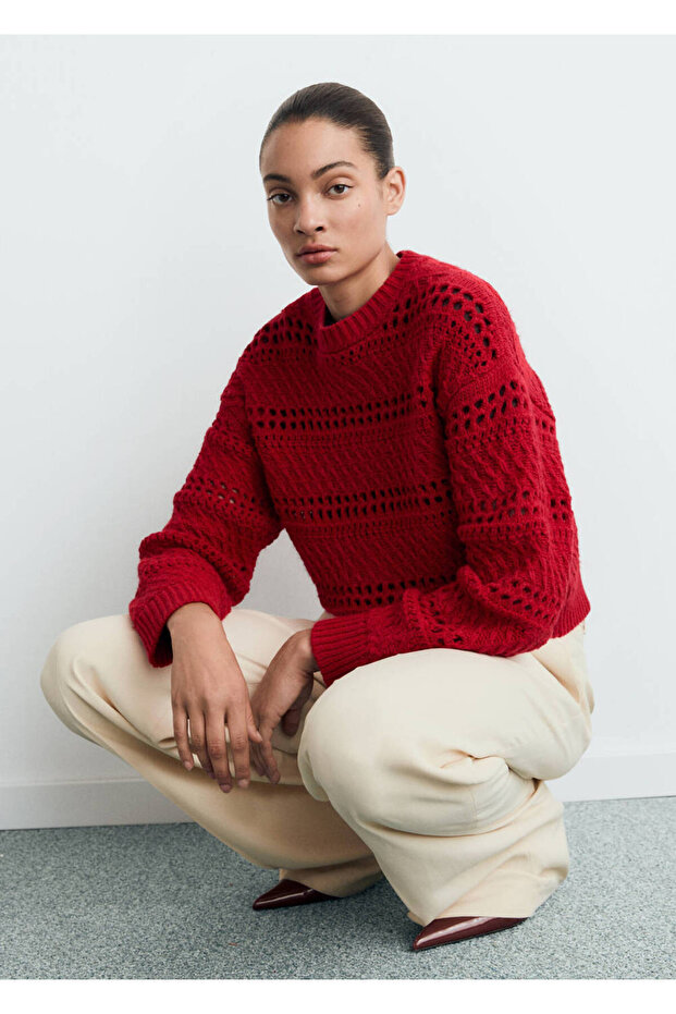Durchbrochener Strickpullover - 7
