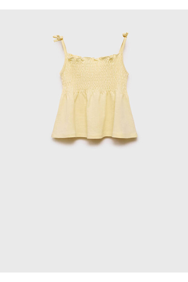 Geraffte Bluse mit Trägern - 2