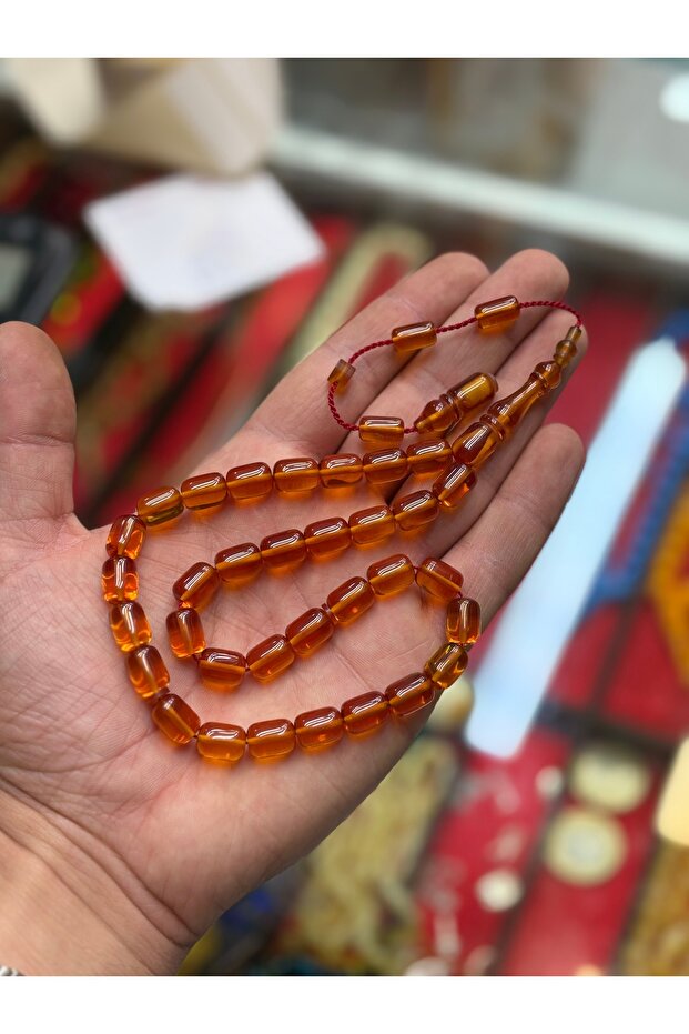 سبحة خرز العنبر المصنوعة يدويًا بحرفية عالية ونظام منظم - 1