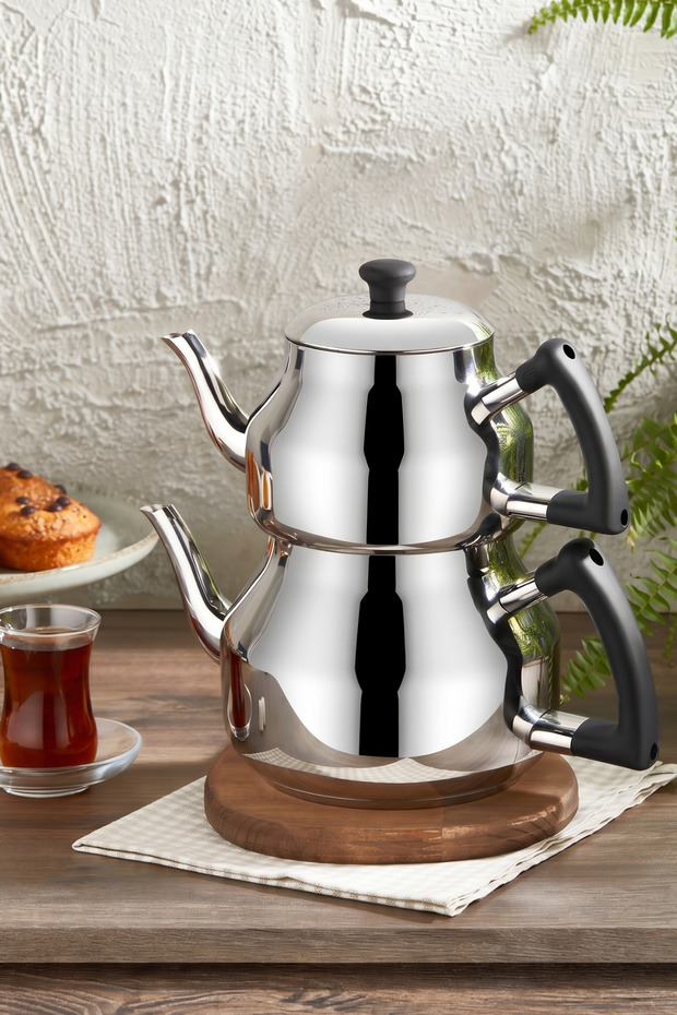 Marmaris Mega Teapot Black with Soft Strainer Stainless Steel 4.9 Liters