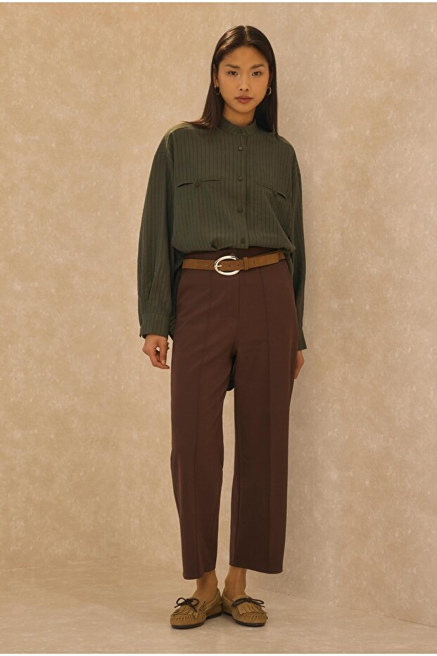 Ribbed Midi Pants Bitter Brown - 5