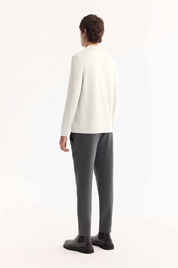 Men's Ecru Half Turtleneck Rayon Non-Pilling Knitwear Sweater B005151 - 4