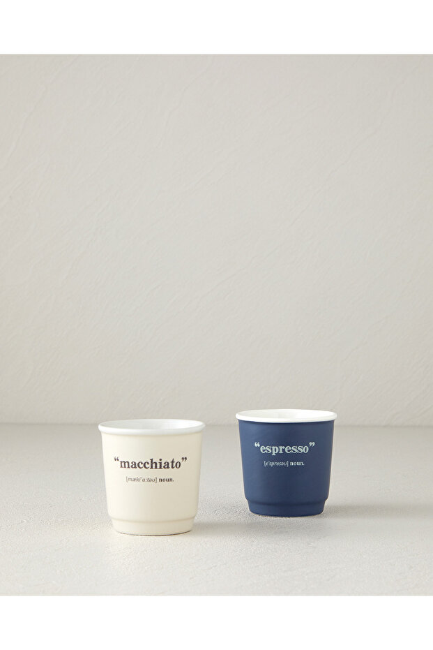 Phoebe New Bone China 2-Piece 2-Person Espresso Cup 90 ml Navy Blue - Cream
