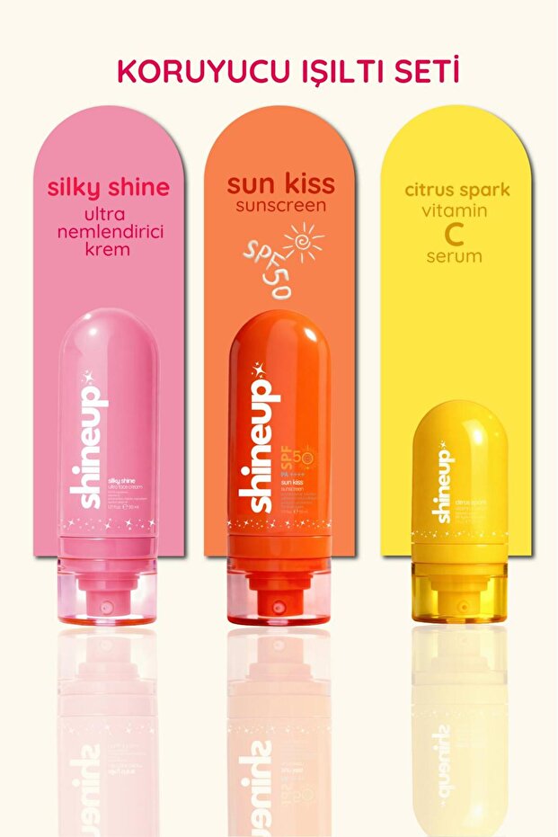 مجموعة الحماية من الشمس (كريم مرطب للوجه، كريم واقي من الشمس SPF50+، سيروم فيتامين سي)