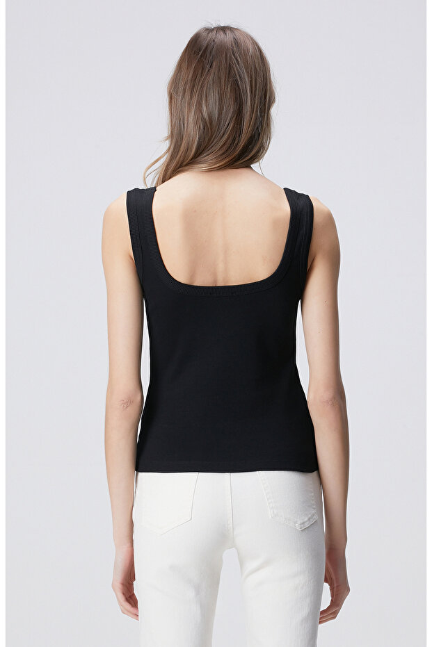 N-Green Siyah Basic Örme Atlet - 5