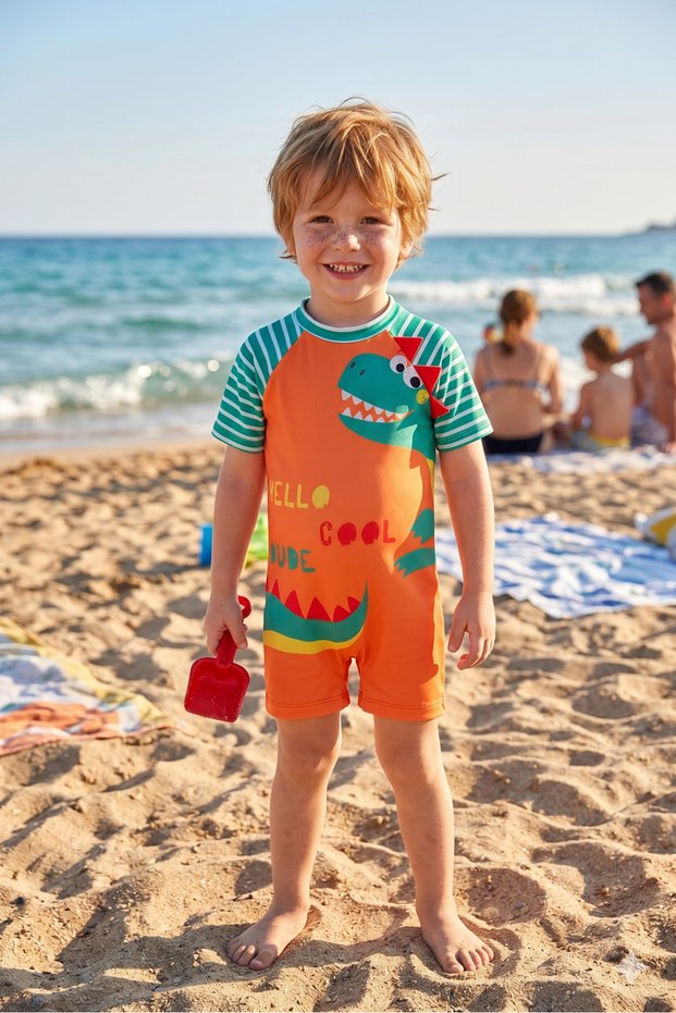 Baby Boy and Child Cesena Short Sleeve Jumpsuit Swimsuit Upf+50 - Protected