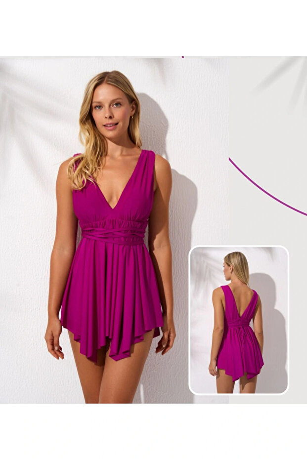 V-Neck Dress Swimsuit241125