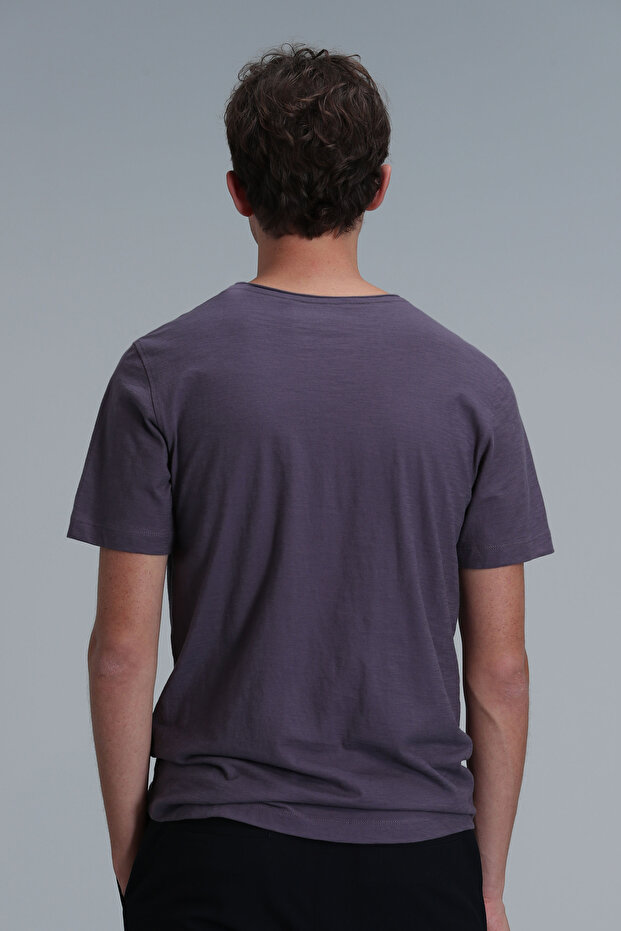 Мъжка тениска Junya Basic, цвят слива - 6