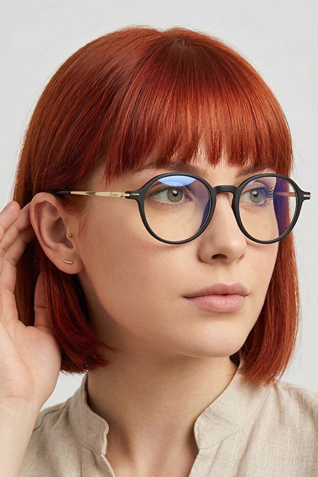 Blue Light Protection Metal Strappy Black Unisex Screen Glasses