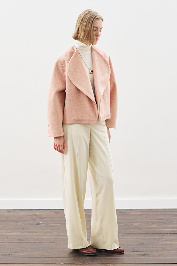 WOOL-BASED SHORT JACKET PEACH - 5