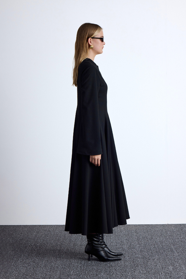 VOLANLI FİT Rochie lungă neagră - 5