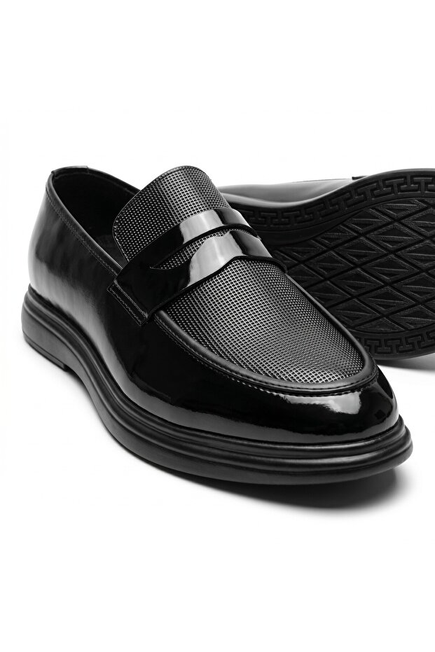 Men's Patent Leather Laceless Classic Shoes Suitable for Poly Soles and Suits