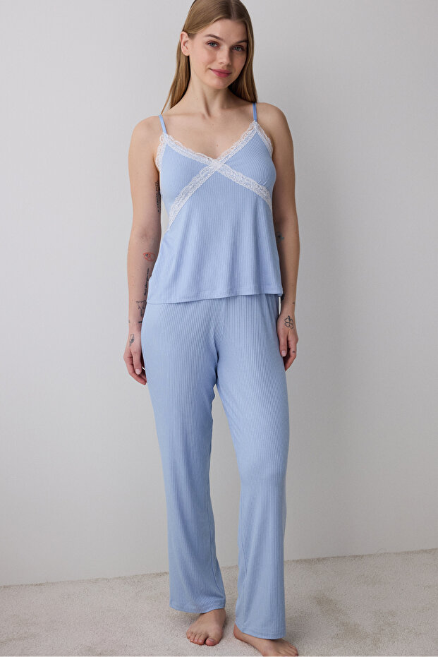 Hailee Blue Pants Pajama Set