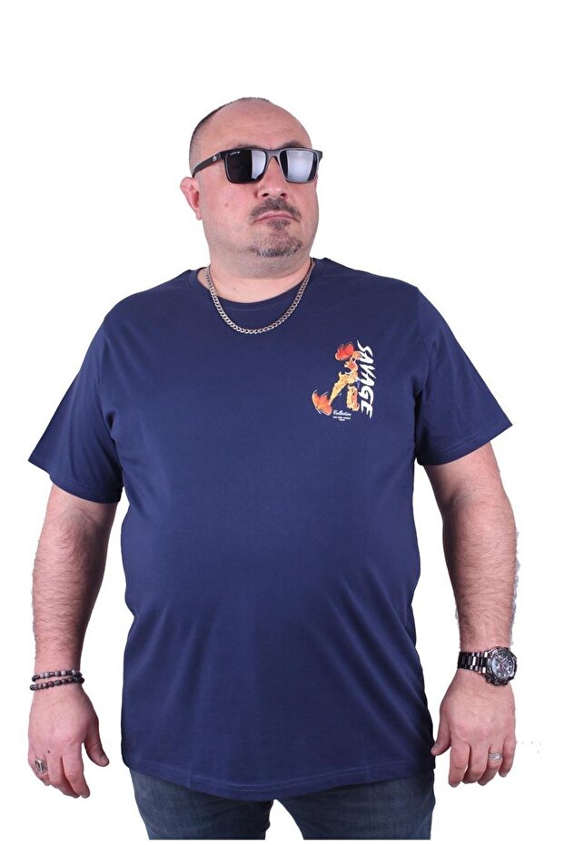 Large Size Crew Neck T-Shirt Savage 23101 Marine
