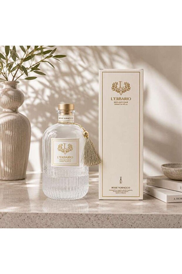 Lerbario Rose Tobacco Reed Diffuser 500ml 8.4x8.4x31cm - White