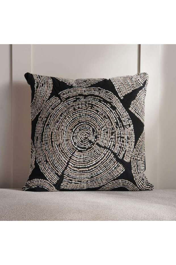 Ontario Pith Emroidered Down Alternarive Filled Cushion 50x50 Cm - Black