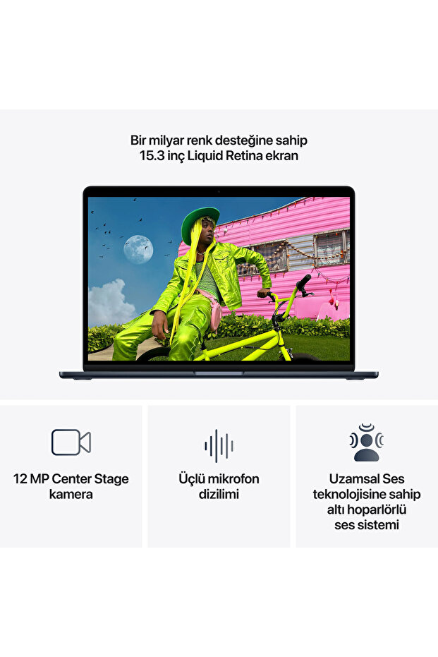 15" MacBook Air: Apple M5 chip with 10‑core CPU and 10‑core GPU, 16GB, 1TB SSD - Gece Yarısı - 5