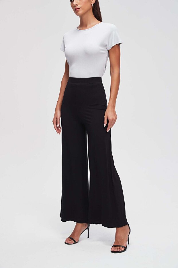 Solid Wide-Leg Pants - 4