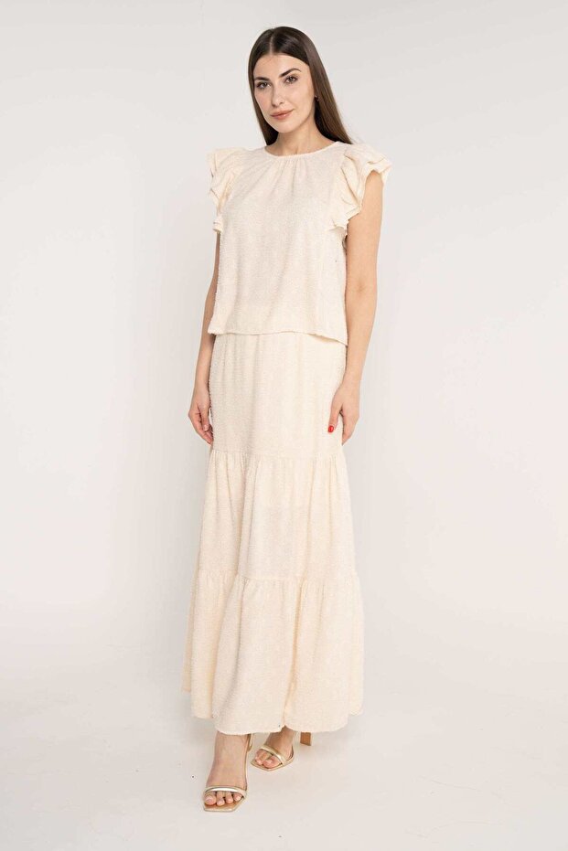 Ruffled Short Sleeve Solid Blouse - 3